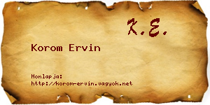 Korom Ervin névjegykártya